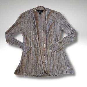 Soft Taupe Open Weave 100% Linen Knit Spring/Summer Cardigan XS